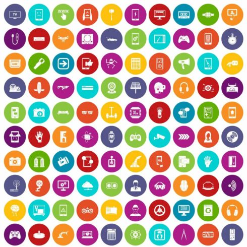 100 gadget icons set color cover image.