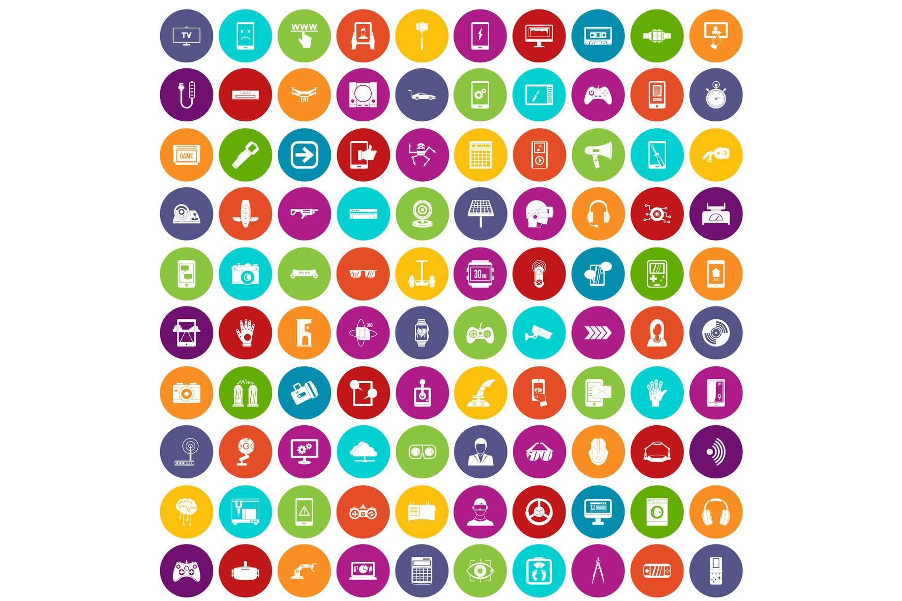 100 gadget icons set color cover image.