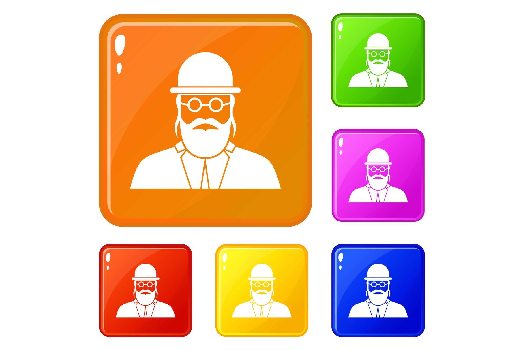 Orthodox jew icons set vector color cover image.
