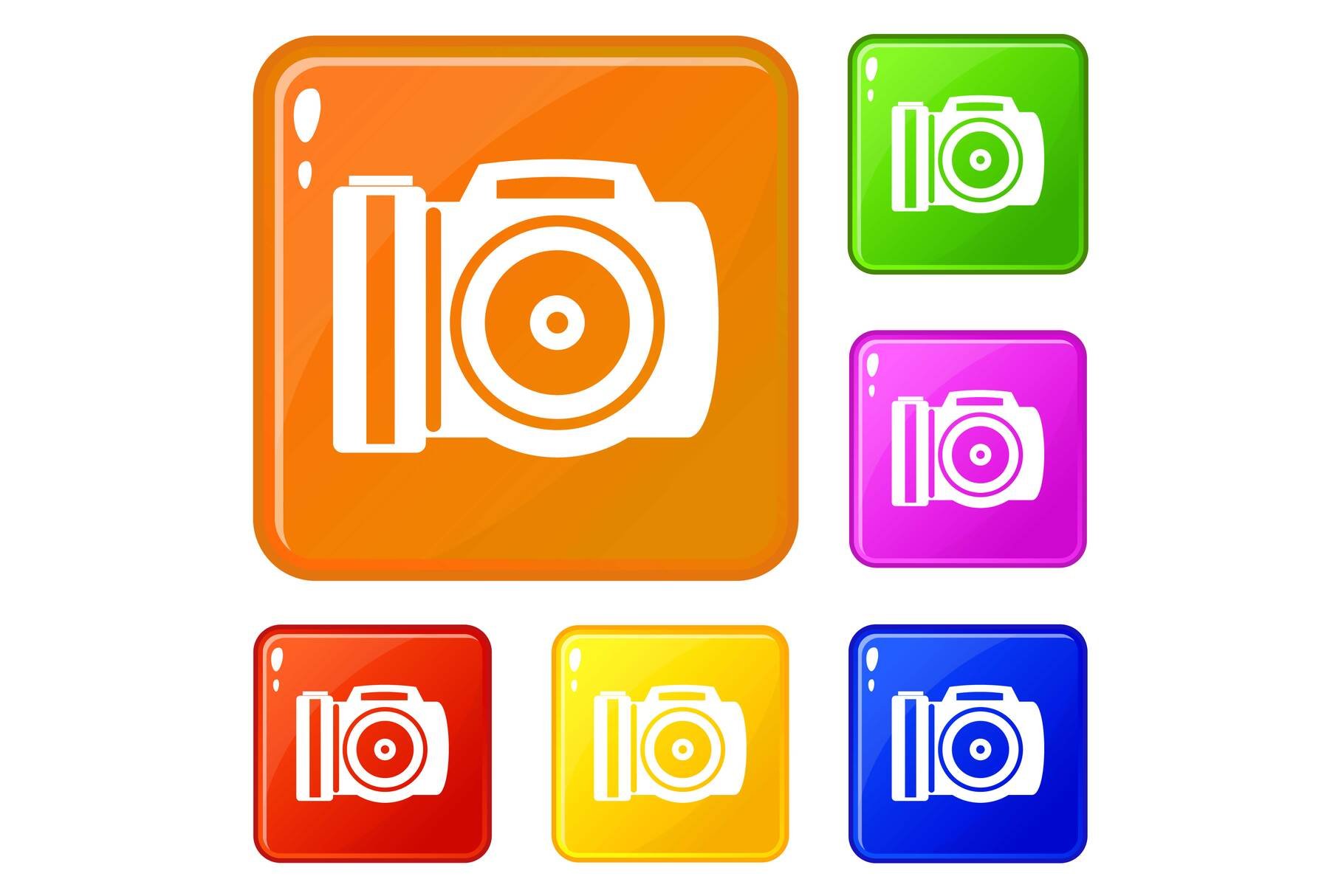 Camera icons set vector color cover image.