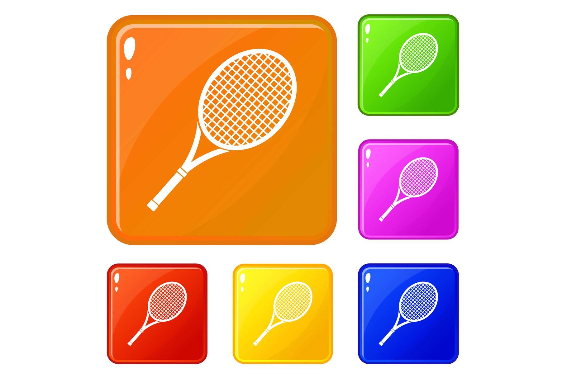 Tennis racket icons set vector color cover image.