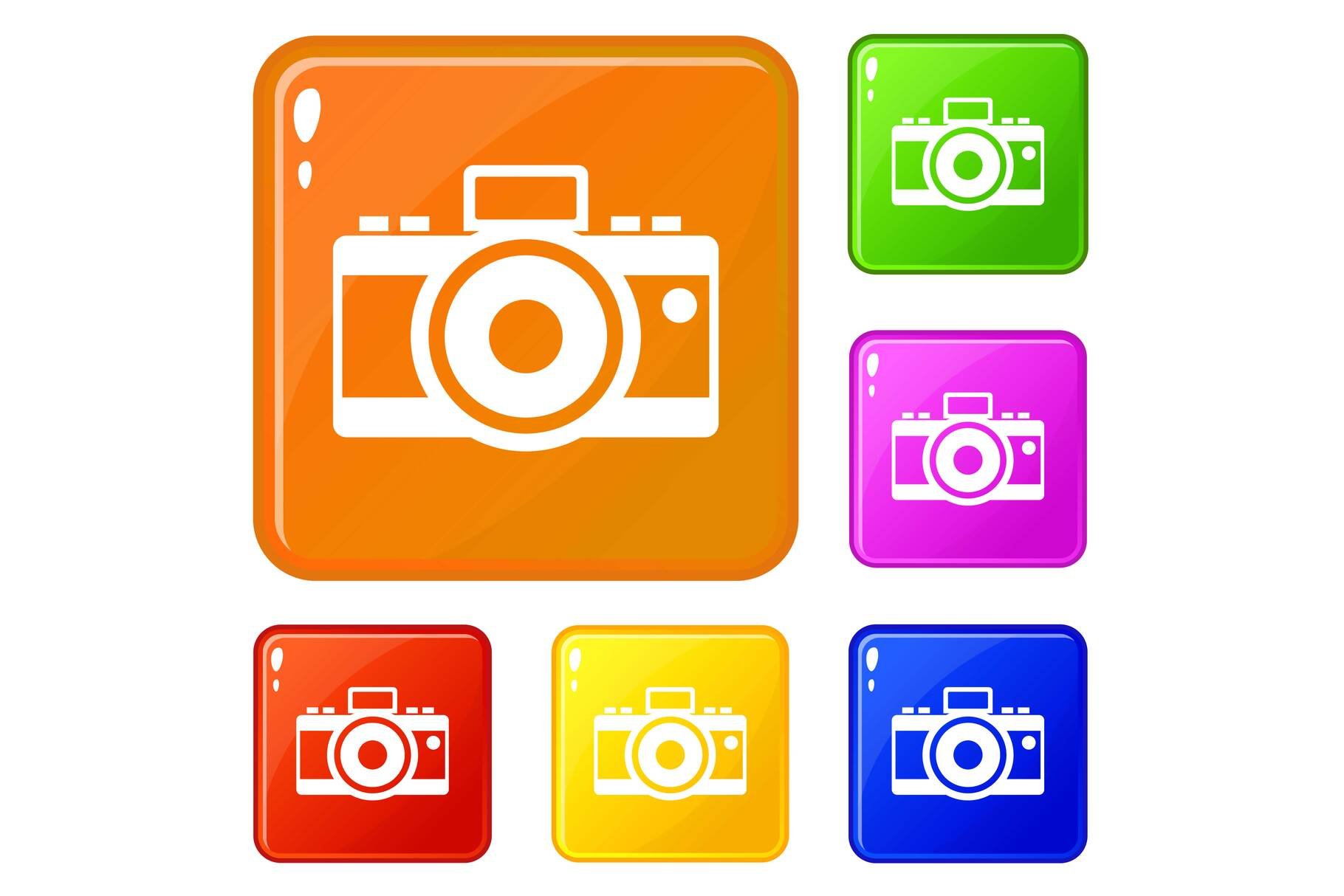 Photocamera icons set vector color cover image.