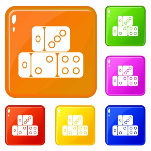 Three dice cubes icons set vector cover image.