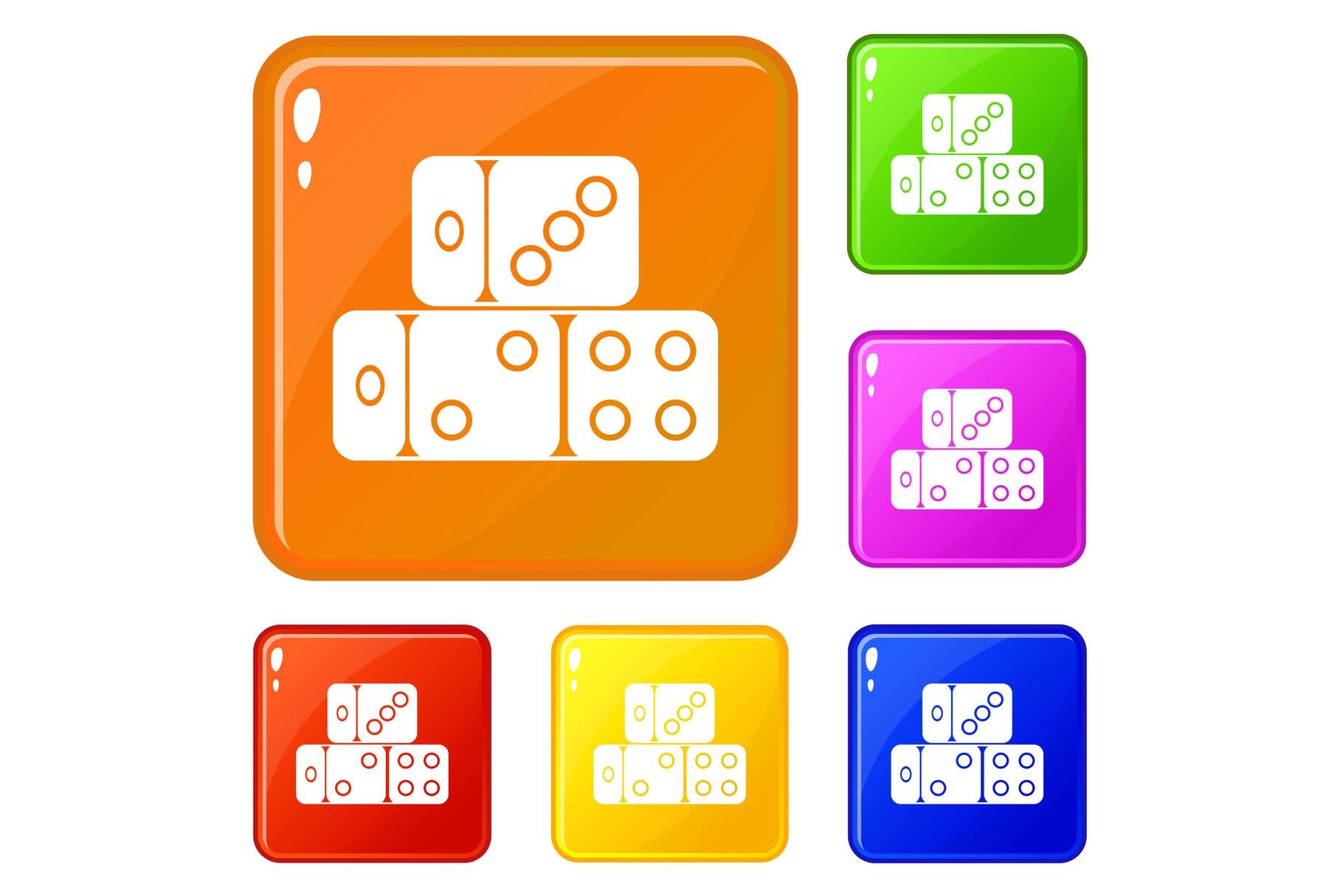 Three dice cubes icons set vector cover image.