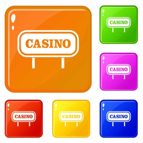 Casino sign icons set vector color cover image.