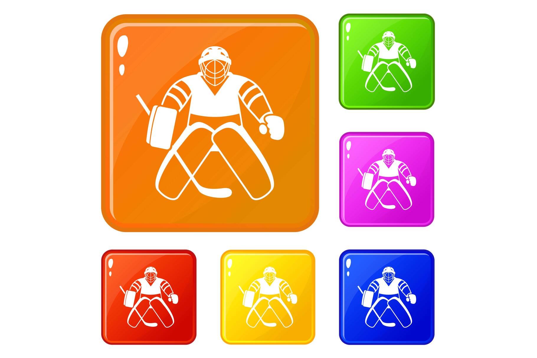 Hockey goalkeeper icons set vector cover image.