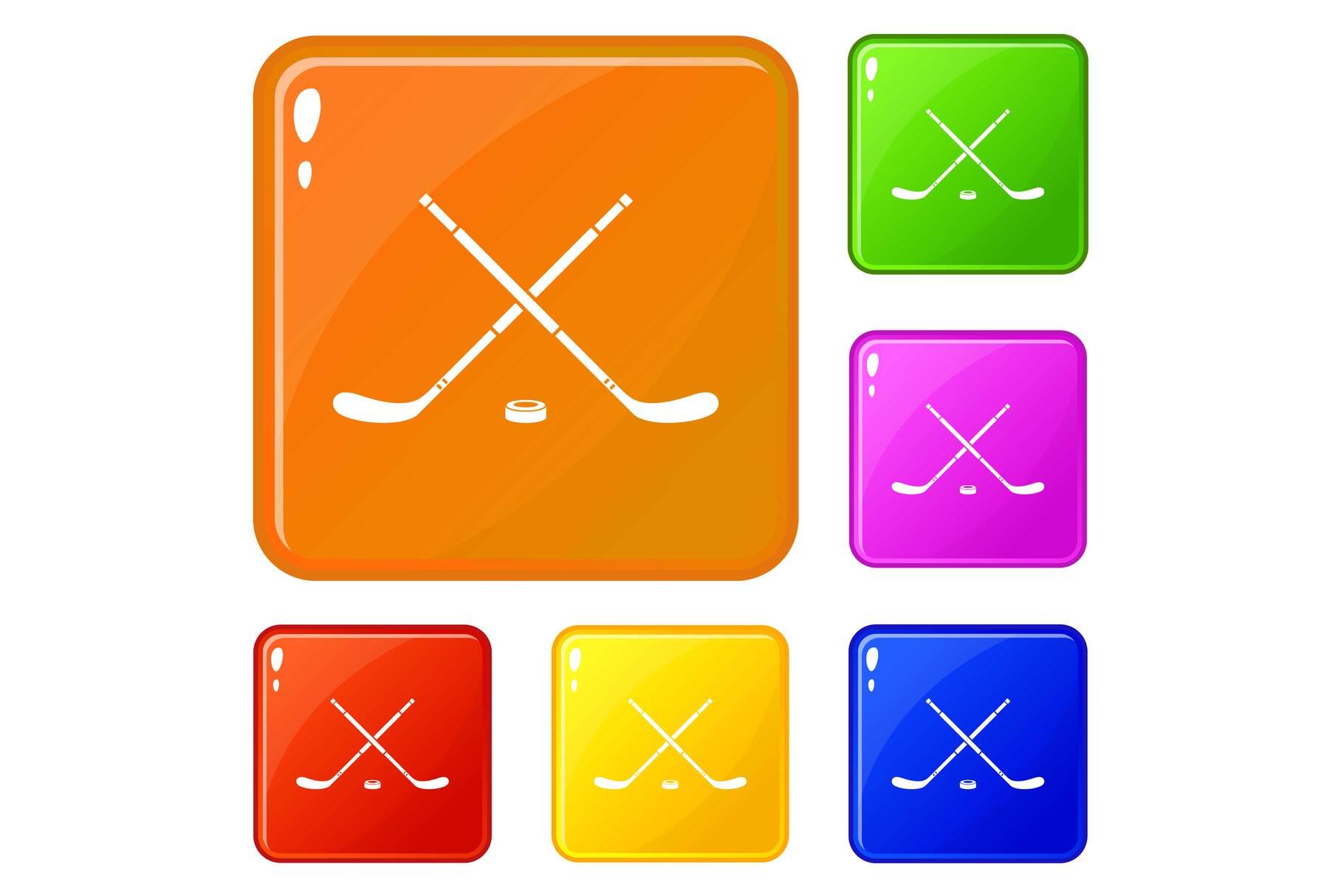 Hockey icons set vector color cover image.