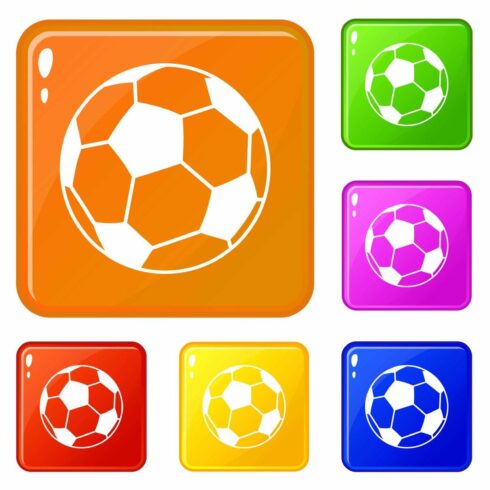 Soccer ball icons set vector color cover image.
