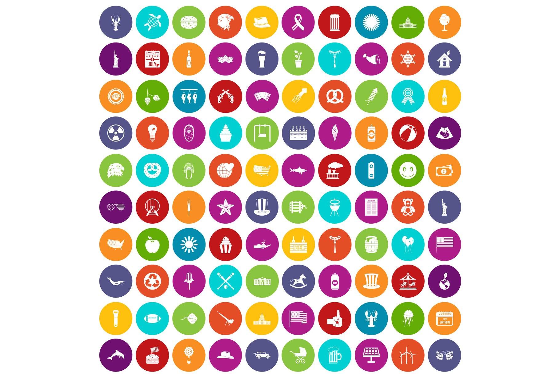 100 summer holidays icons set color cover image.