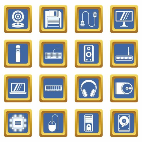 Computer icons set blue cover image.