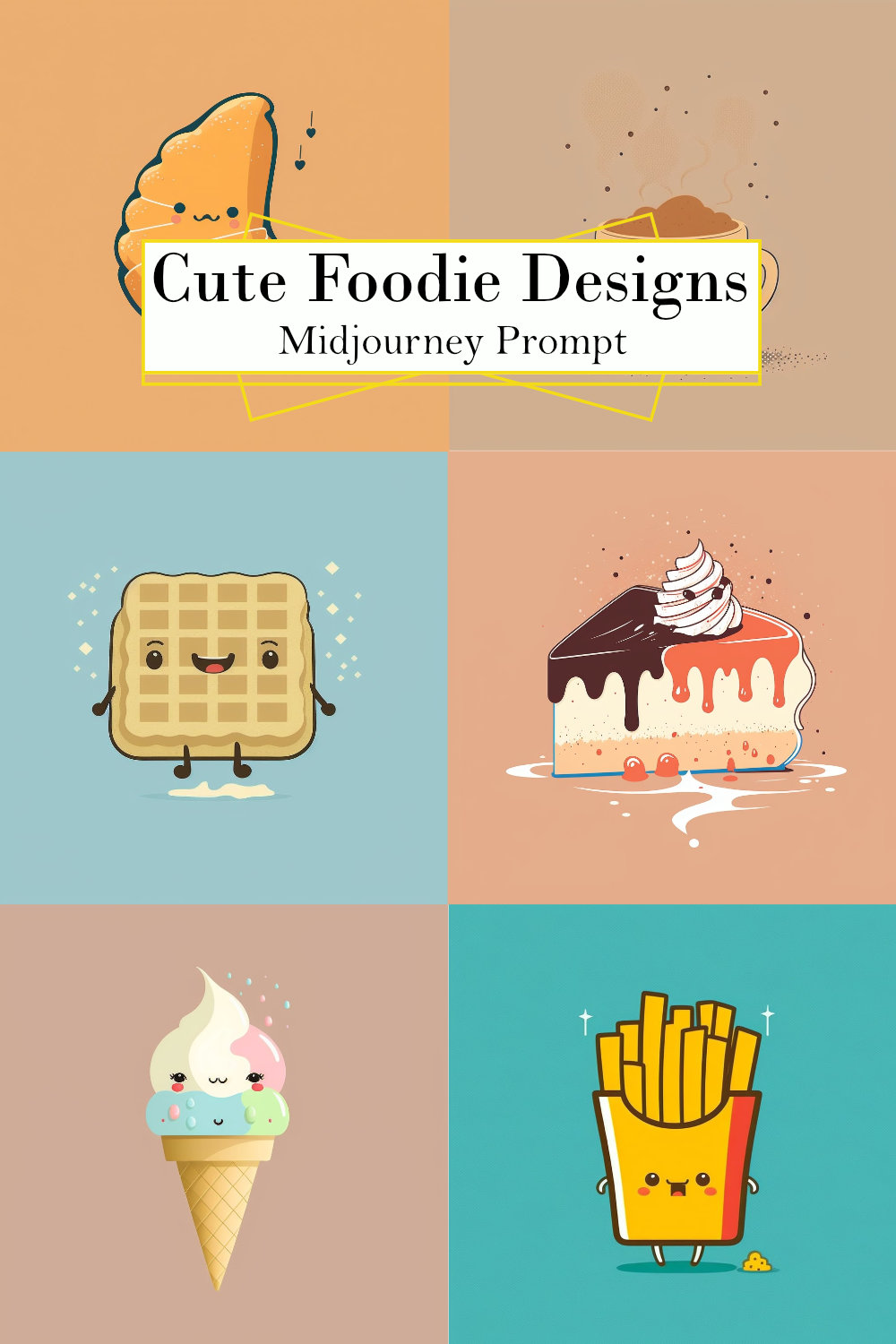 Cute Foodie Designs Midjourney Prompt pinterest preview image.