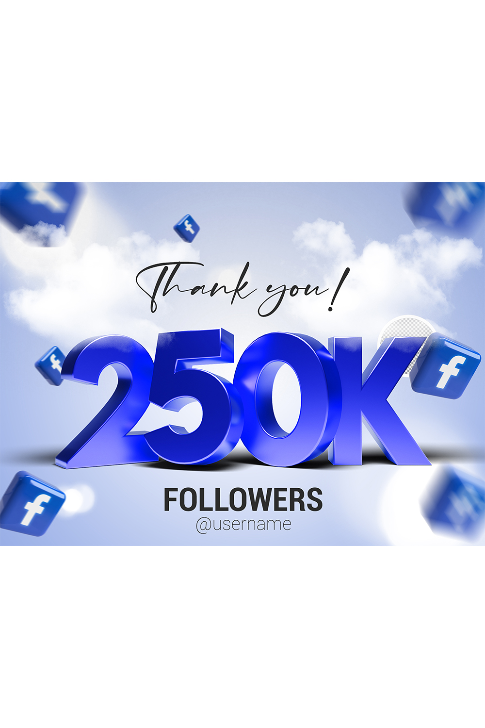 250K Followers In Facebook PSD pinterest preview image.