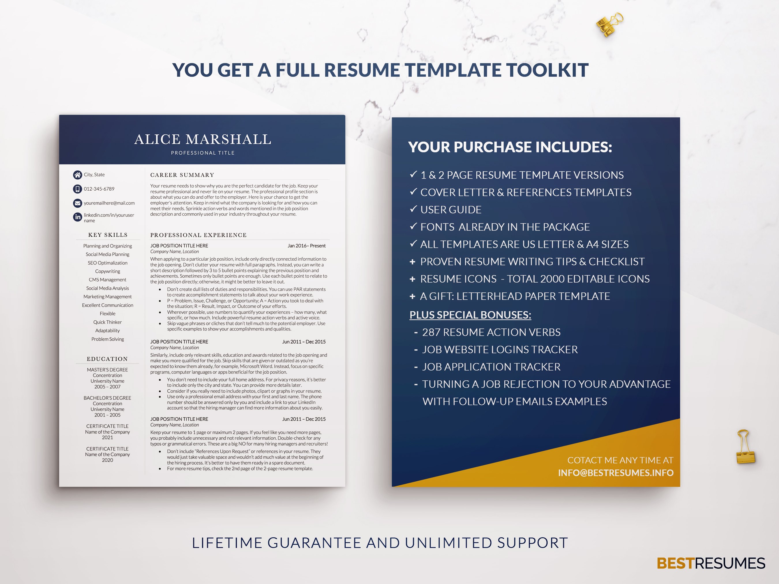 c level resume template resume package alice marshall 169