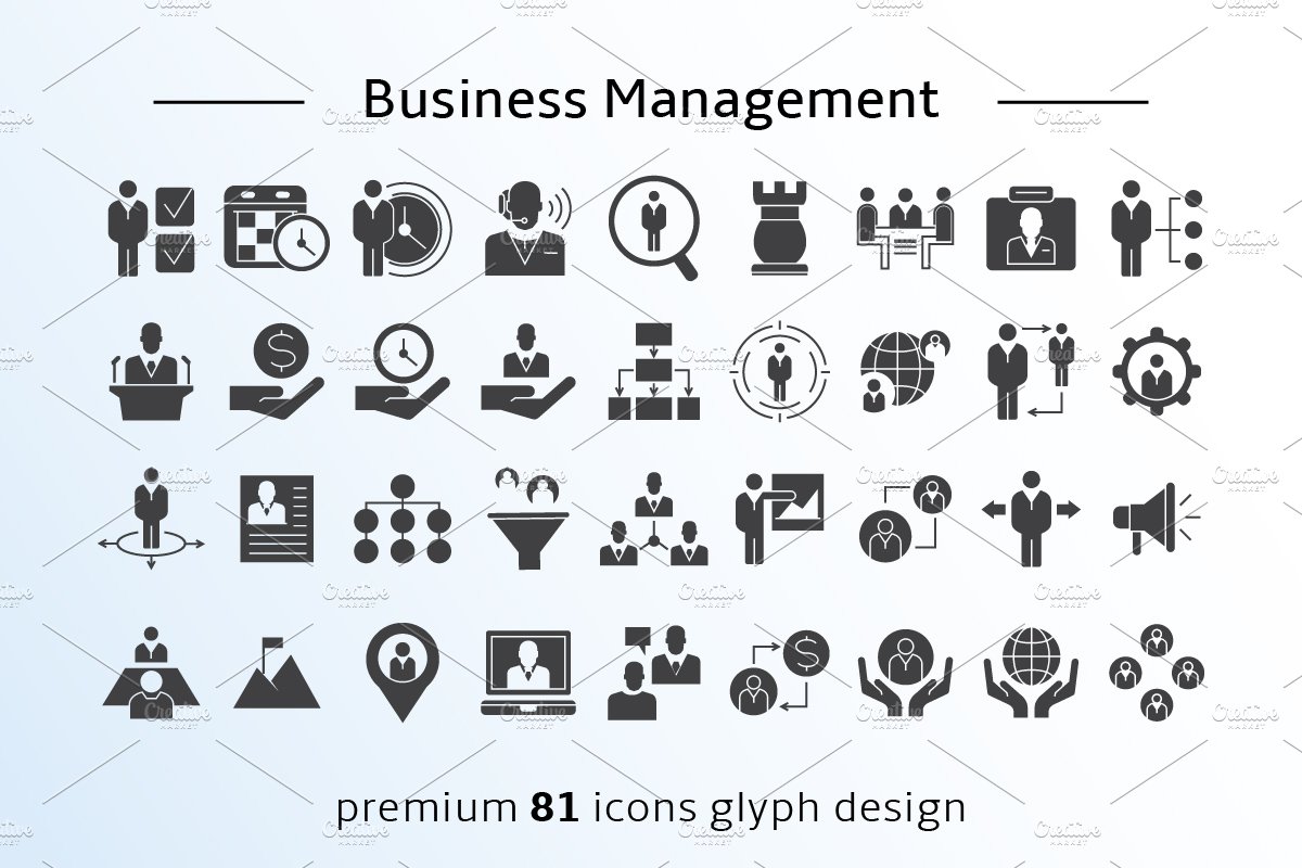 Management and Organization Icons preview image.