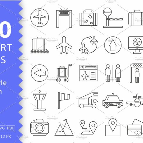 100 Airport Icons Set cover image.