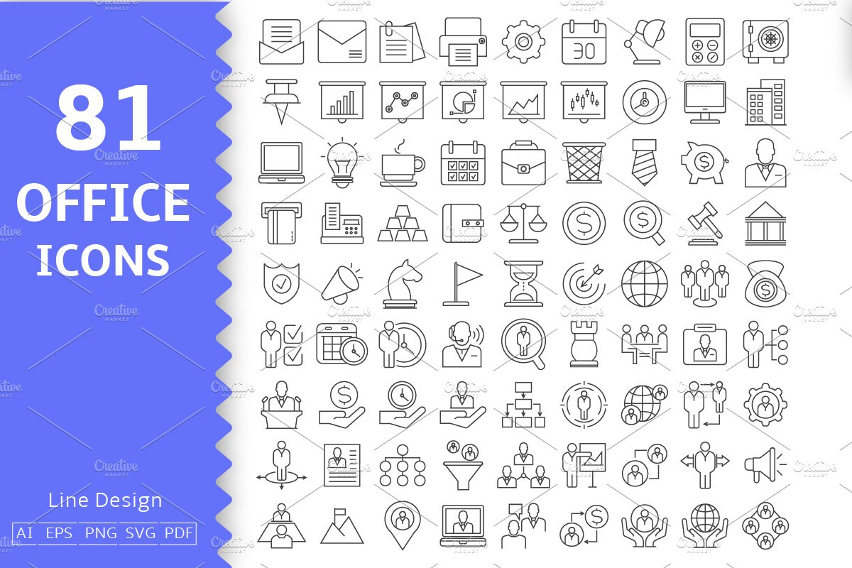 81 Office Icons Set cover image.