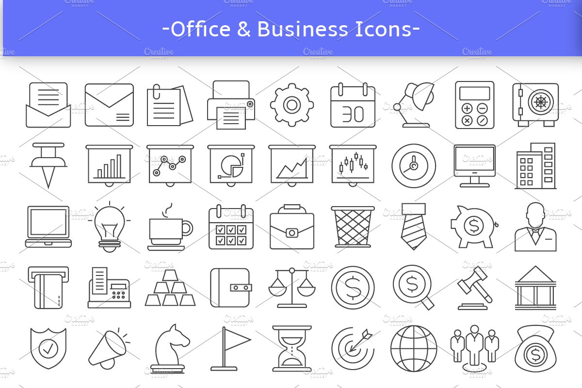 81 Office Icons Set preview image.