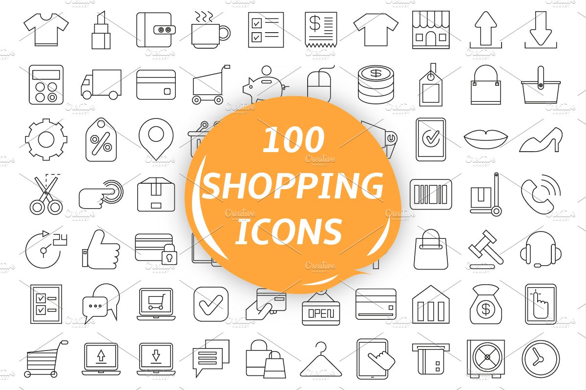 100 Shipping Icons Set cover image.