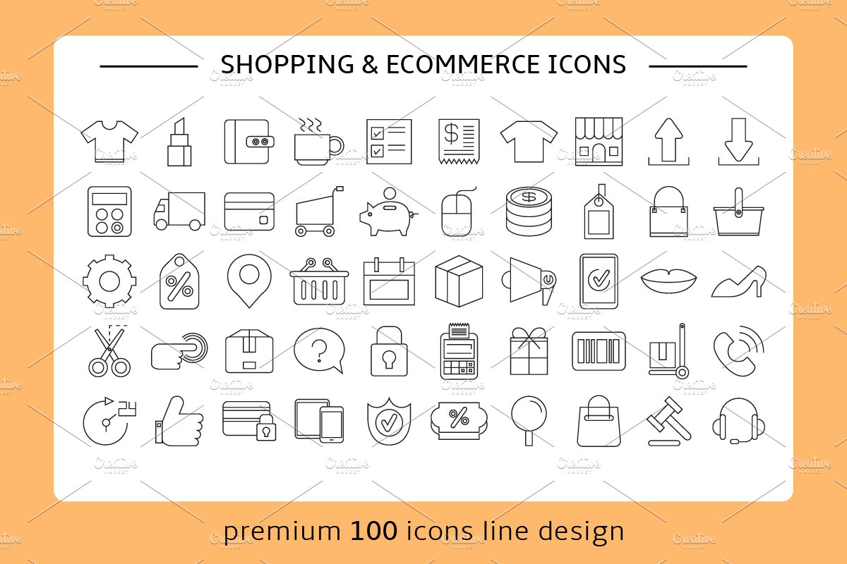 100 Shipping Icons Set preview image.