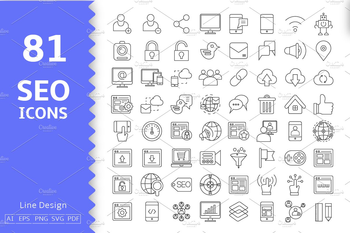 81 SEO, Web & Network Icons cover image.