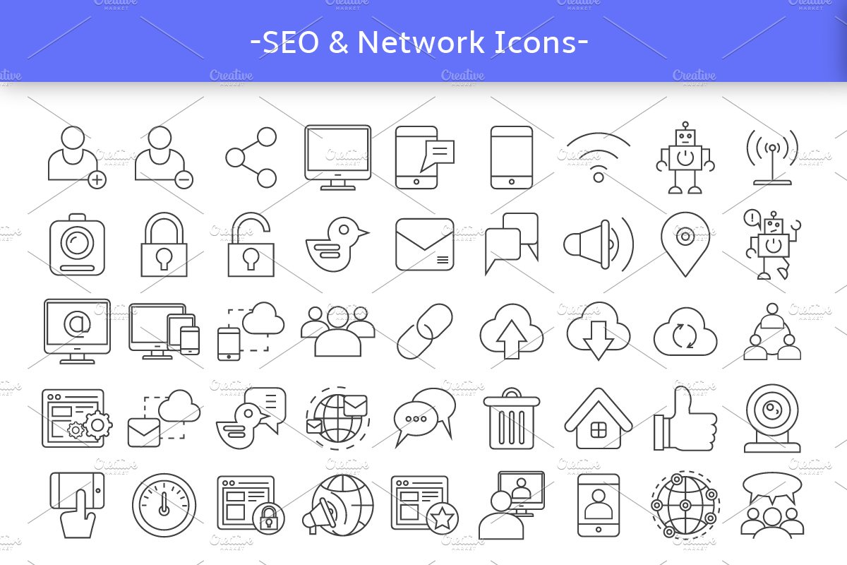 81 SEO, Web & Network Icons preview image.