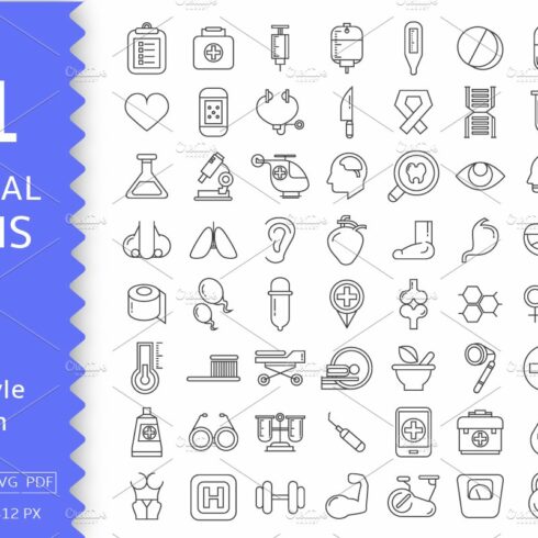 81 Medical Icons Set cover image.