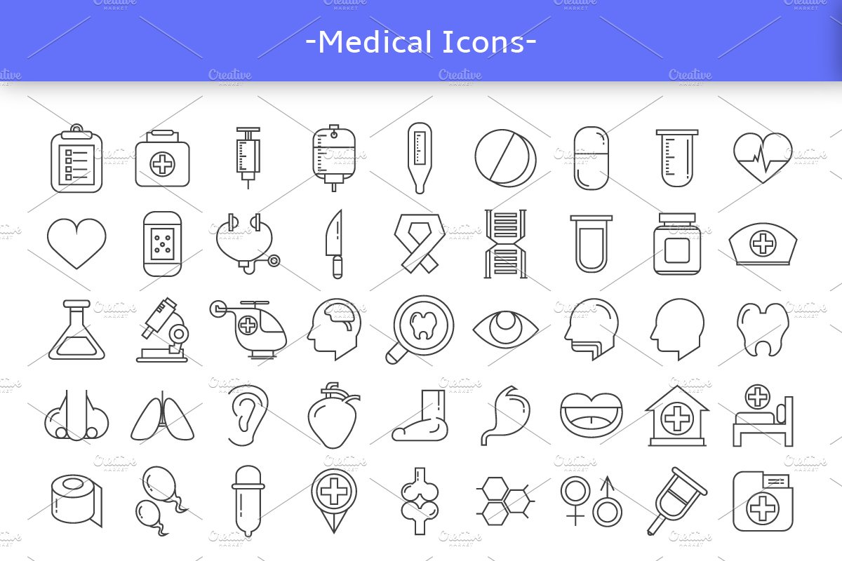 81 Medical Icons Set preview image.