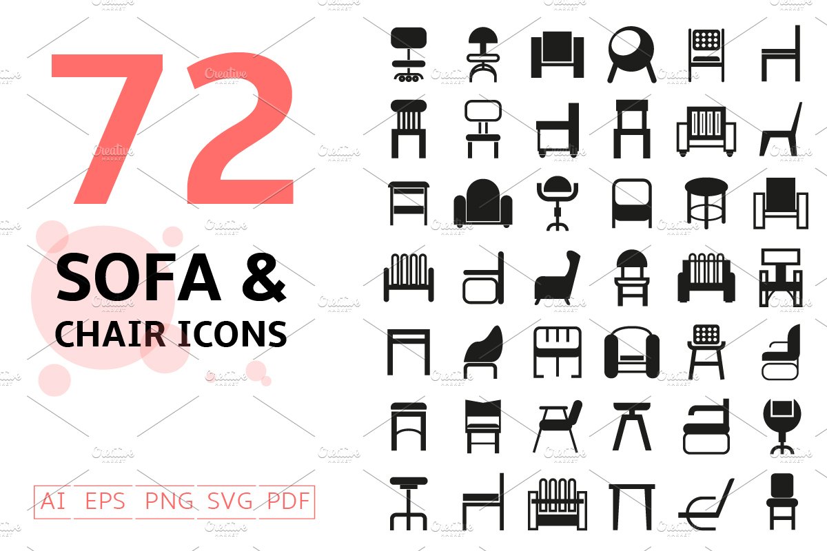 Sofa and Chair Icons Set cover image.