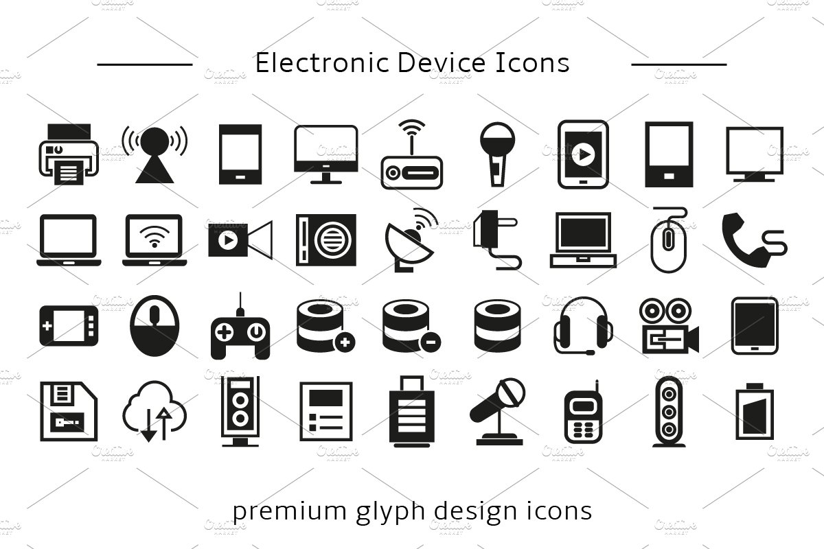 Electronic Device Icons Set preview image.