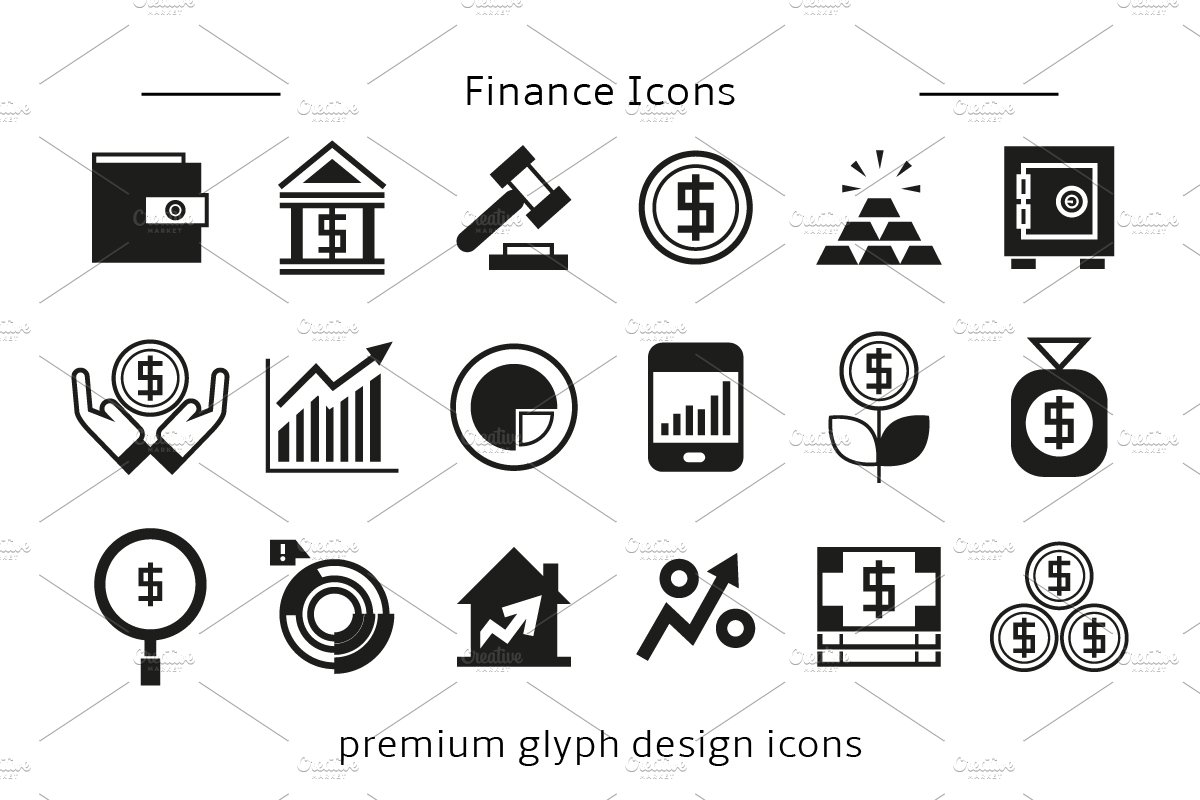 Finance and Investment Icons Set preview image.
