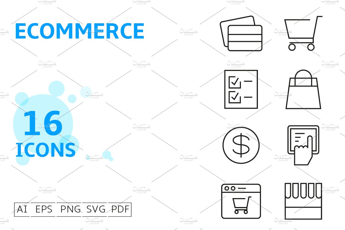 E commerce and Shopping Icons cover image.