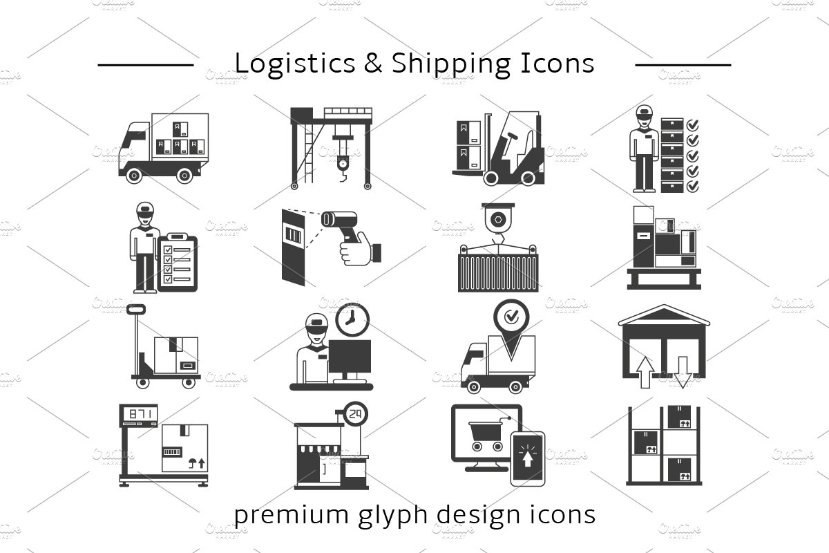 Logistics & Shipping Icons Set preview image.