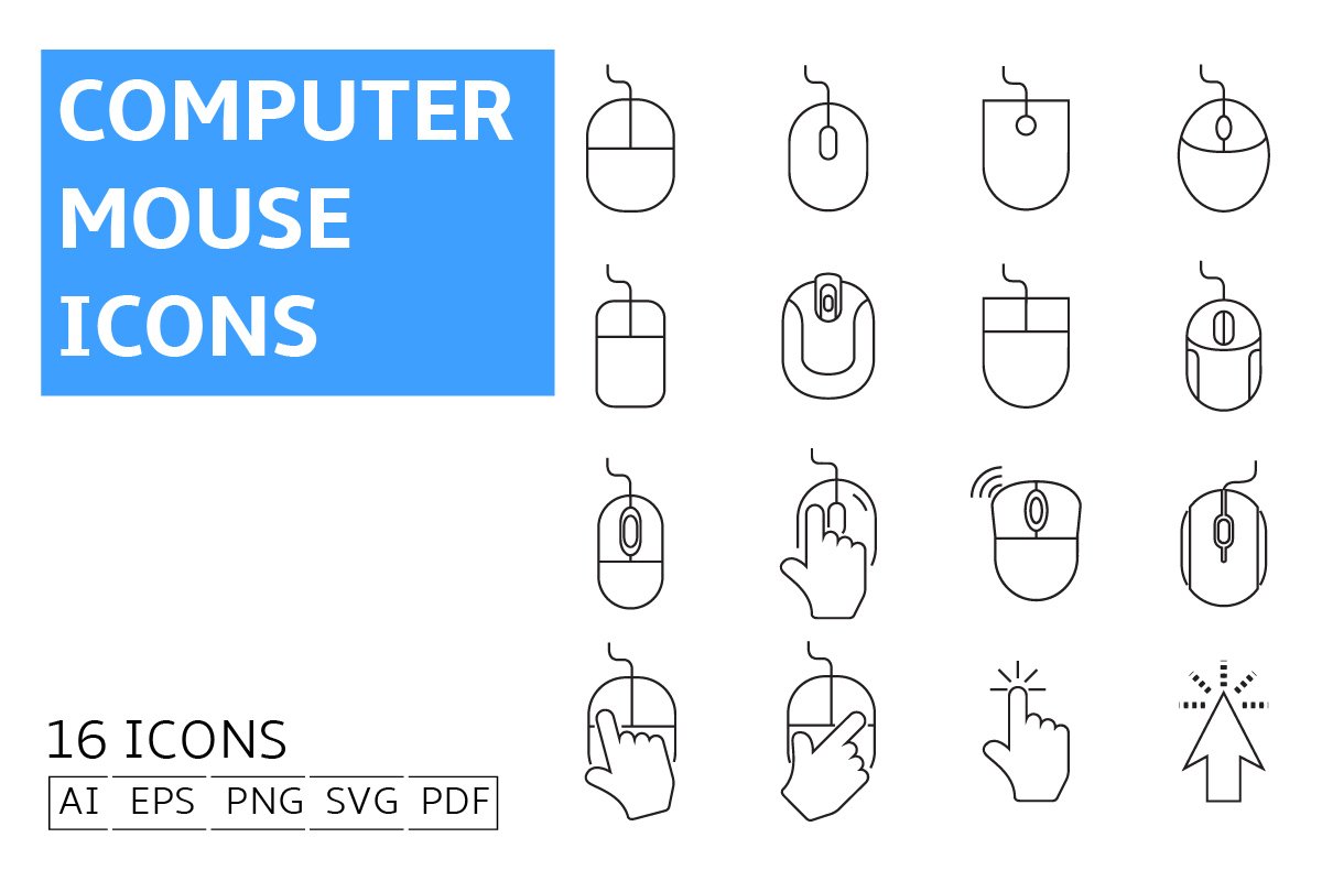 Computer Mouse Line Icons cover image.