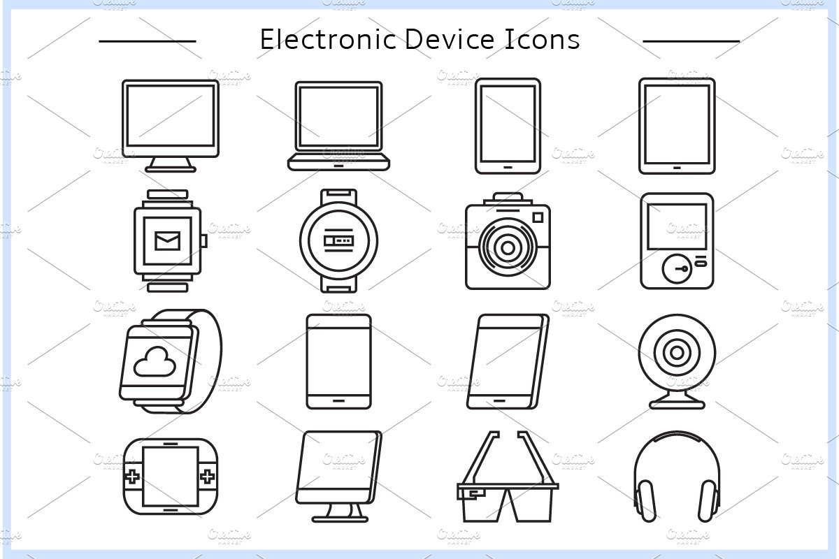 Electronic Device Icons Set preview image.