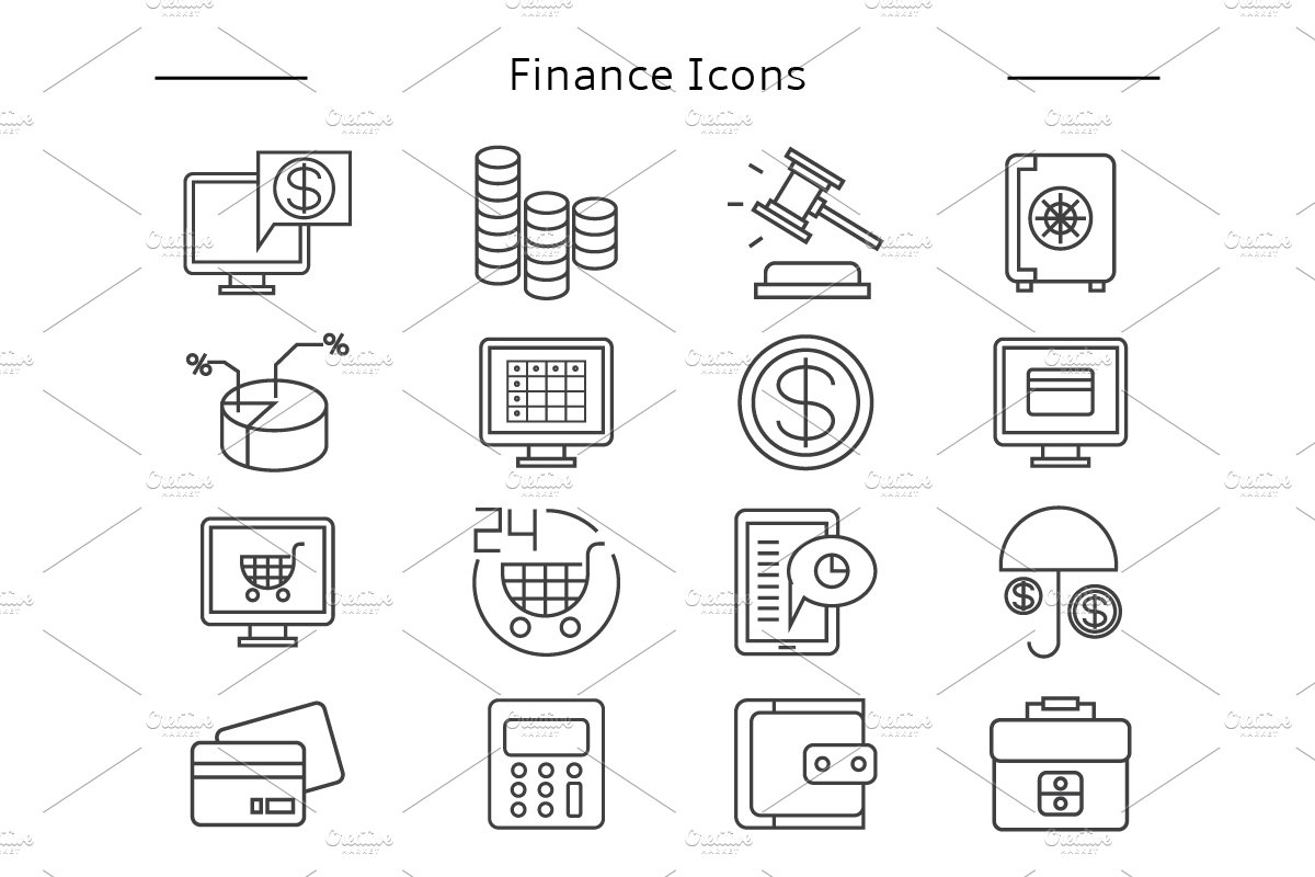 Finance Icons Line Vector preview image.