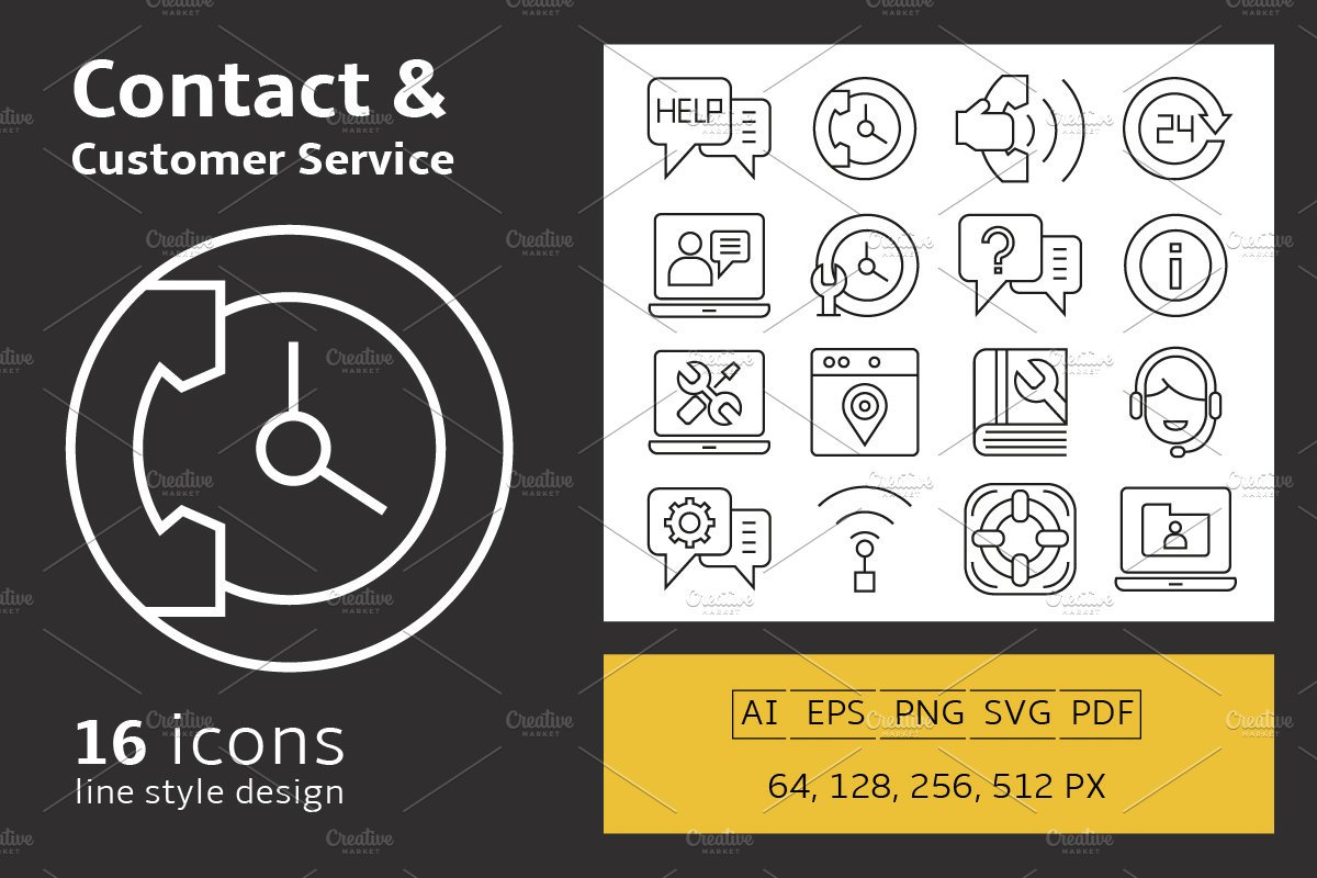 Contact & Customer Service Icons cover image.