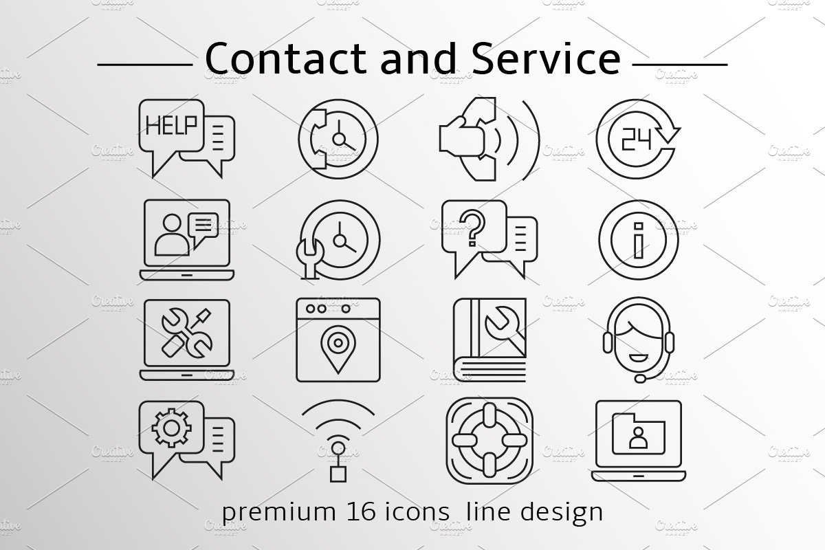 Contact & Customer Service Icons preview image.