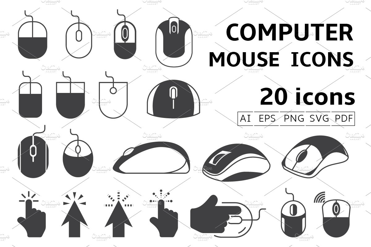 Computer Mouse Icons Set cover image.