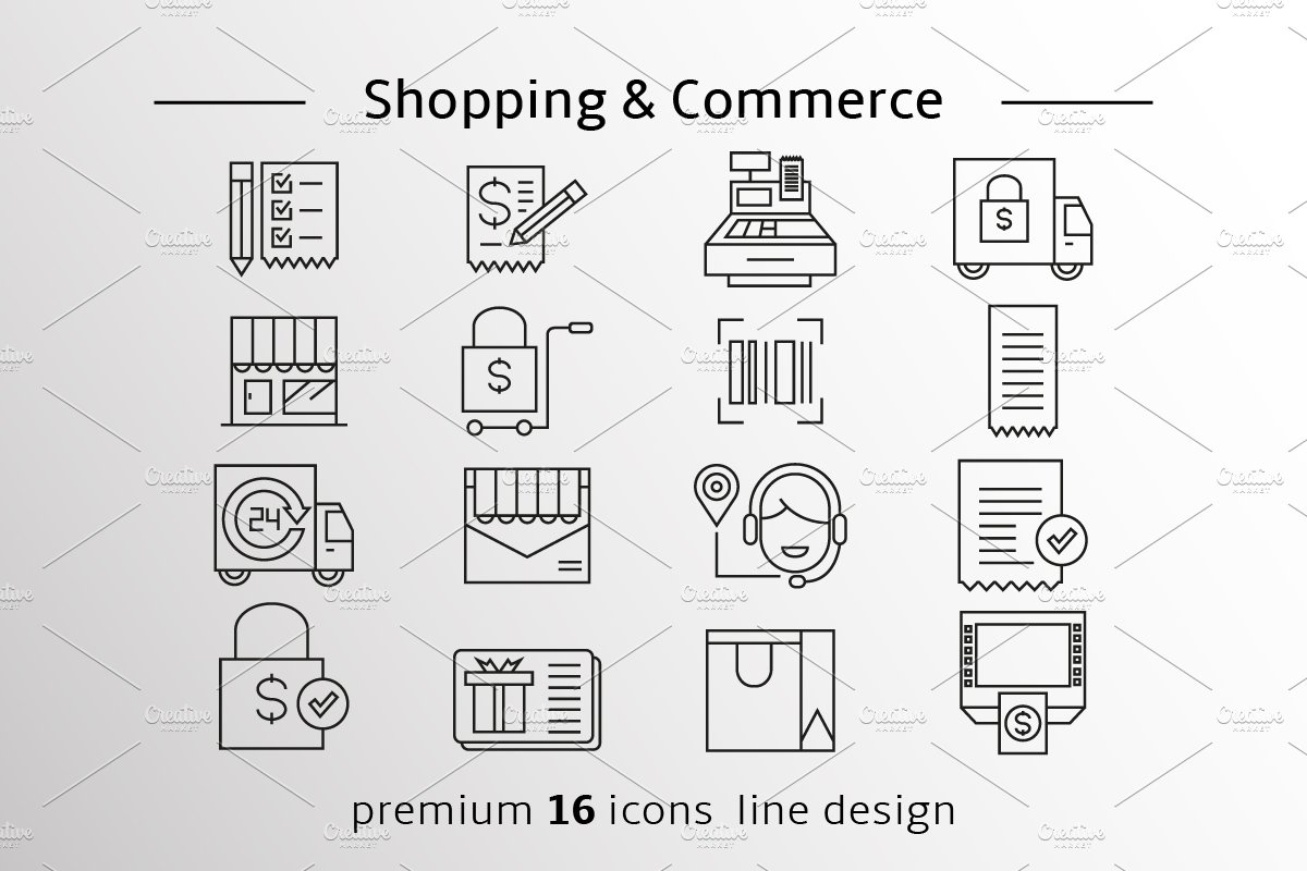 Shopping and Commerce Icons Set preview image.