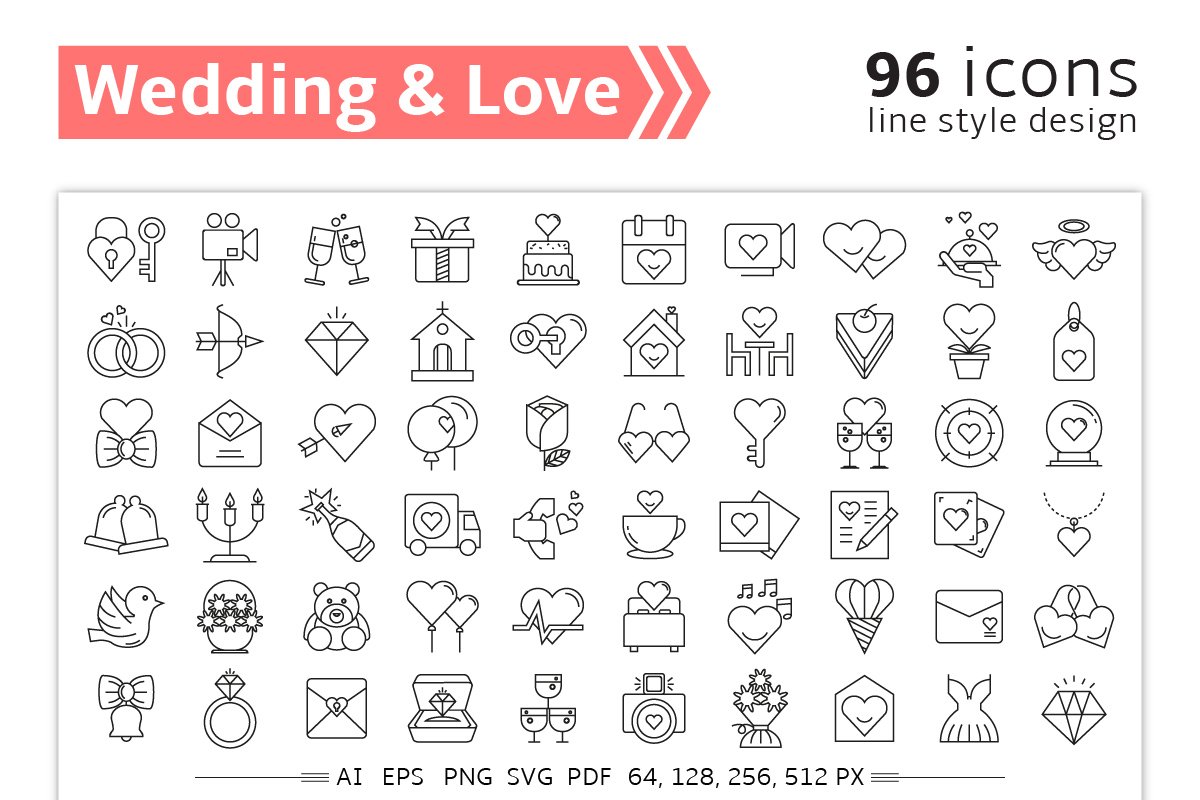 Wedding and Love Icons cover image.