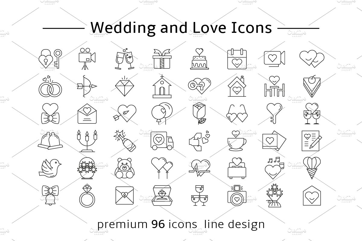 Wedding and Love Icons preview image.