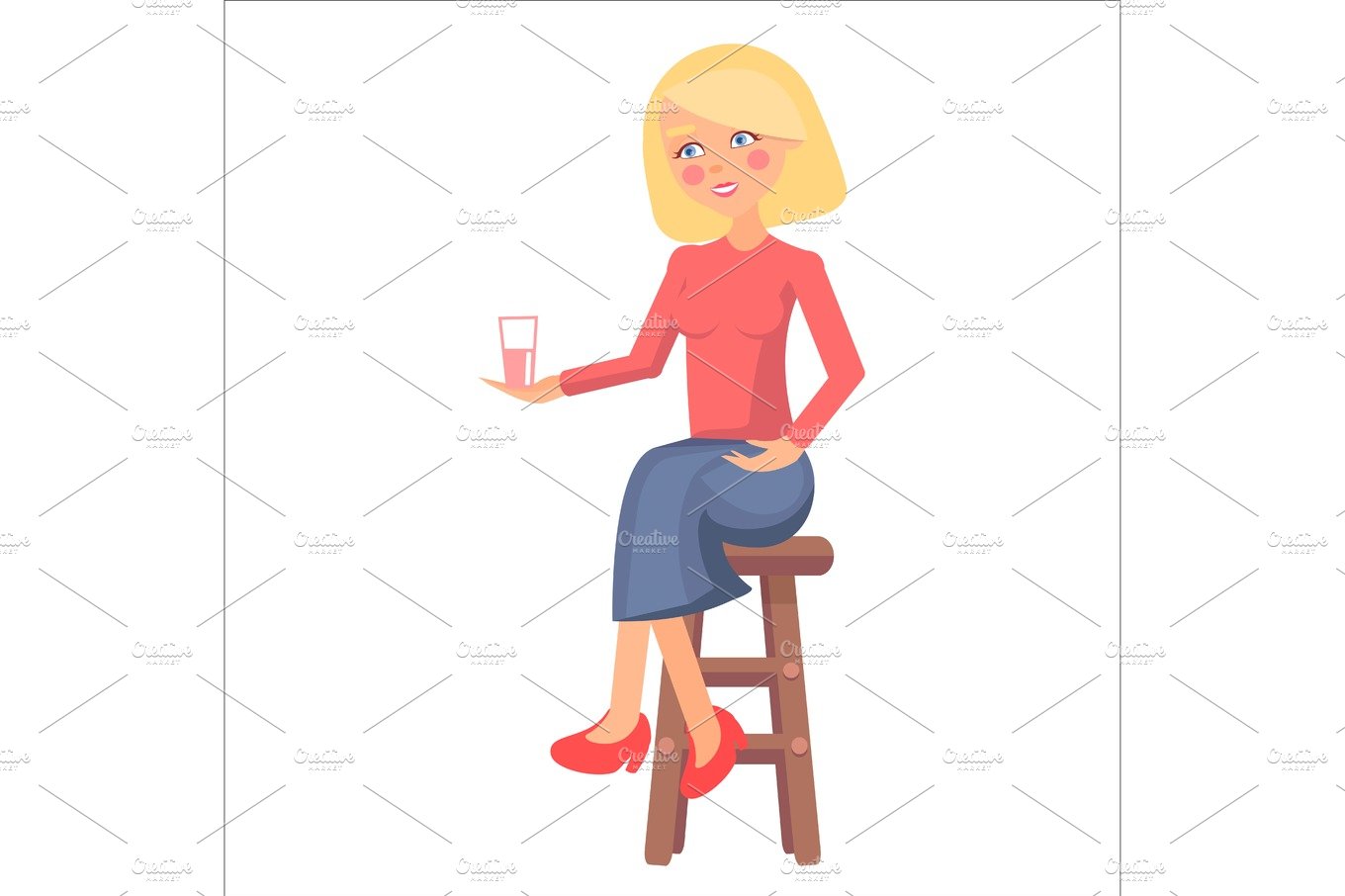 Blond Pregnant Woman with Pink Cheeks Holds Cup cover image.