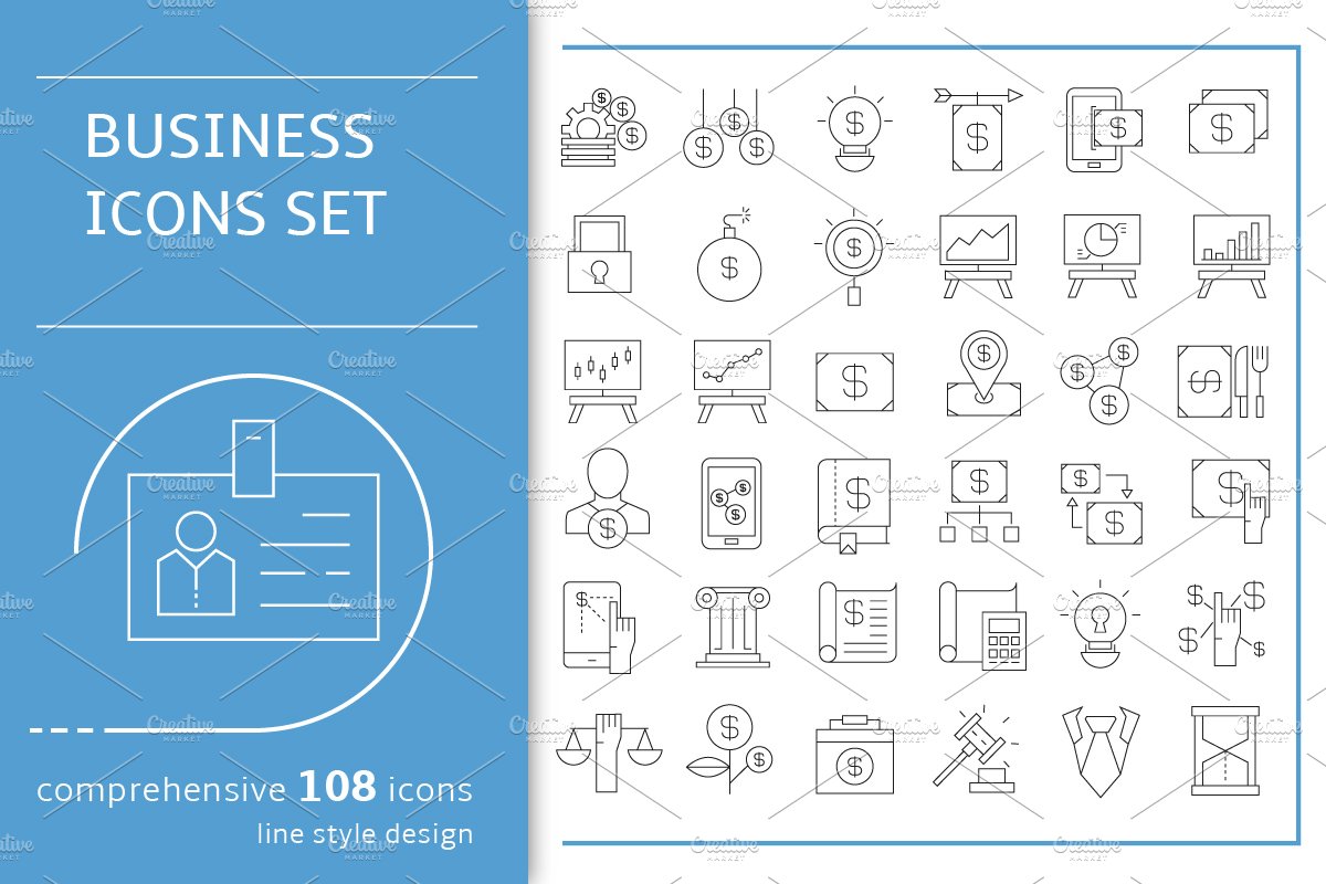 Business and Finance Icons Set preview image.