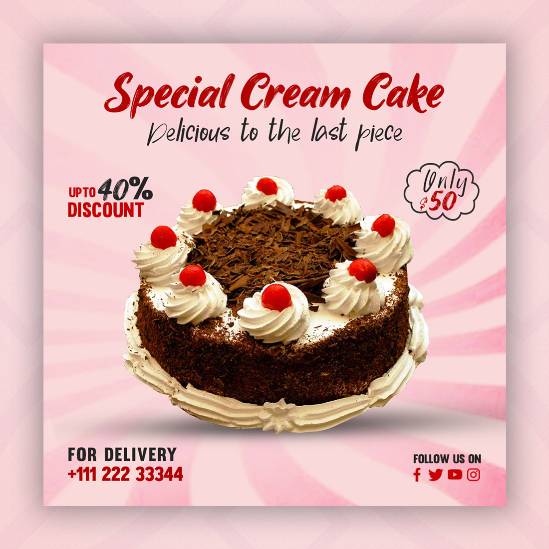 Poster advertising a special cream cake.