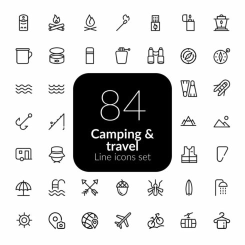 Camping & travel icons cover image.