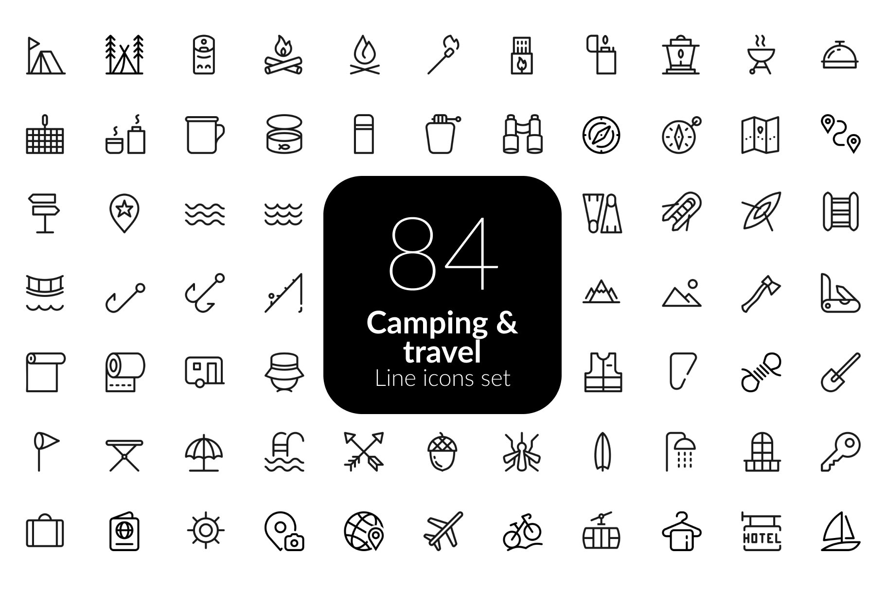 Camping & travel icons cover image.