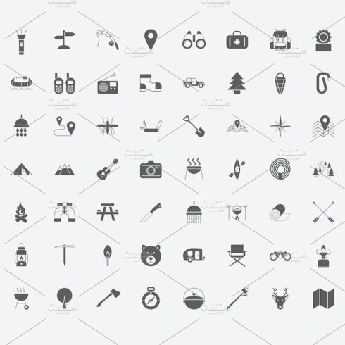 Camping icons set. cover image.