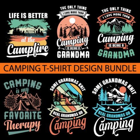 Camping t-shirt design boundle free svg cover image.