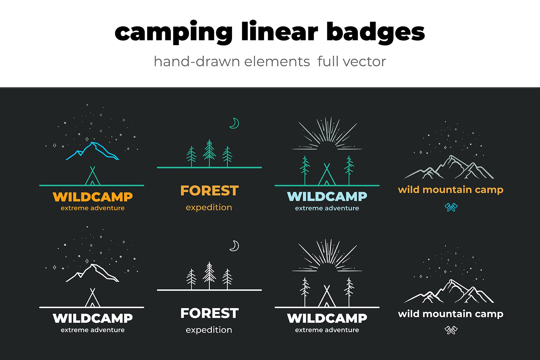 Camping linear Badges cover image.