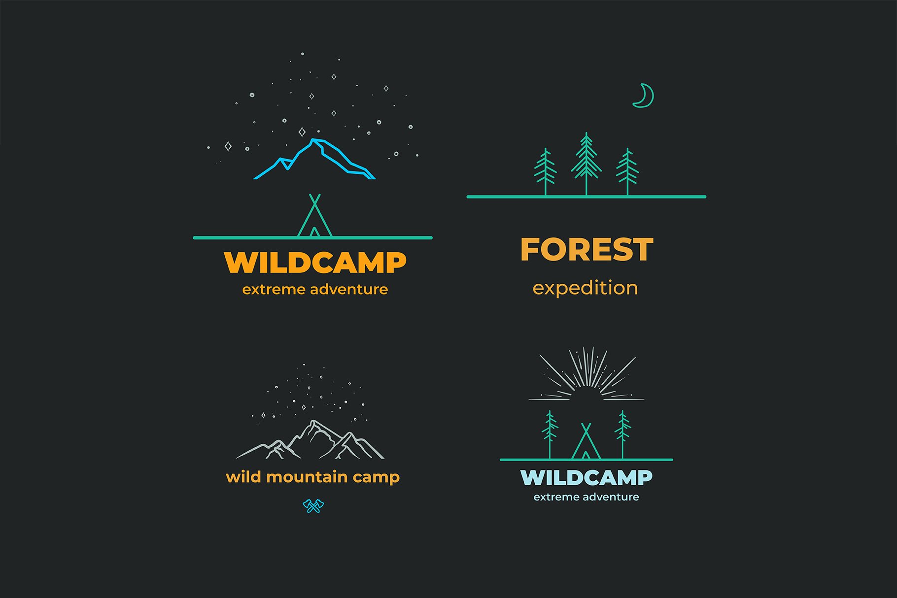 Camping linear Badges preview image.
